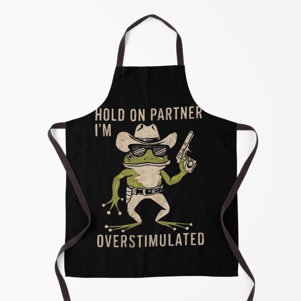 Item preview, Funny Hold on Partner I'm overstimulated Cowboy Frog Vintage style designed and sold by droolingdreams.