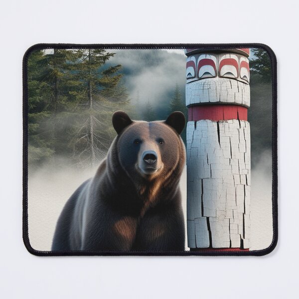 Item preview, Grizzly Bear with Totem Pole Wildlife Art designed and sold by Skye Ryan-Evans.