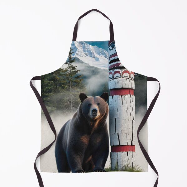 Item preview, Grizzly Bear with Totem Pole Wildlife Art designed and sold by Skye Ryan-Evans.