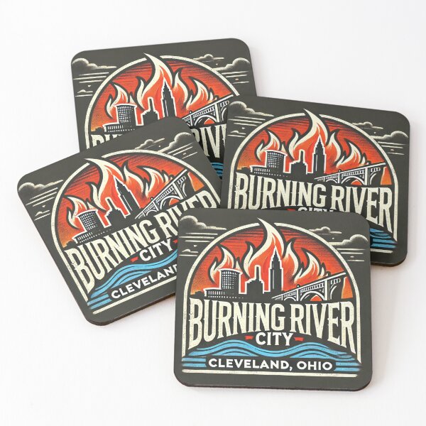 Item preview, Burning River City – Cleveland, Ohio Vintage Logo designed and sold by Retro Kingdom Boutique.