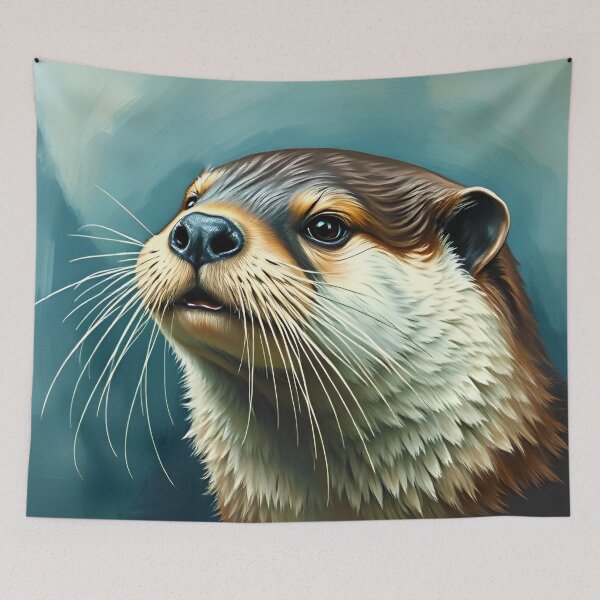 Item preview, River Otter Oil Painting Style Nature Wildlife Conservation designed and sold by kakarikihill.