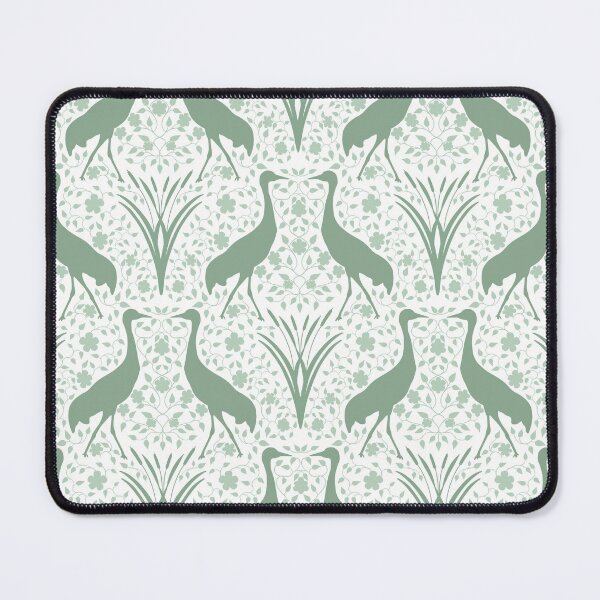 Item preview, Cranes Cattails and Flowering Vines White Background designed and sold by ShannonSArtwork.