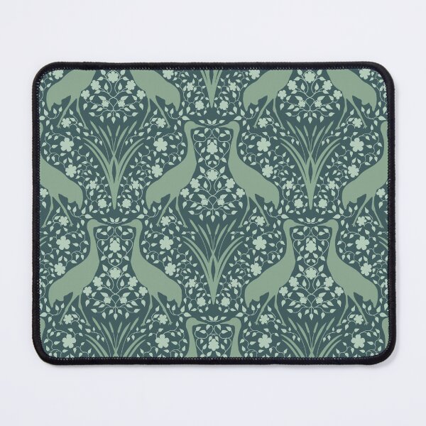 Item preview, Cranes Cattails and Flowering Vines Blue Background designed and sold by ShannonSArtwork.