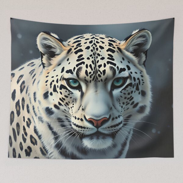 Item preview, Snow Leopard Oil Painting Style Nature Wildlife Conservation designed and sold by kakarikihill.