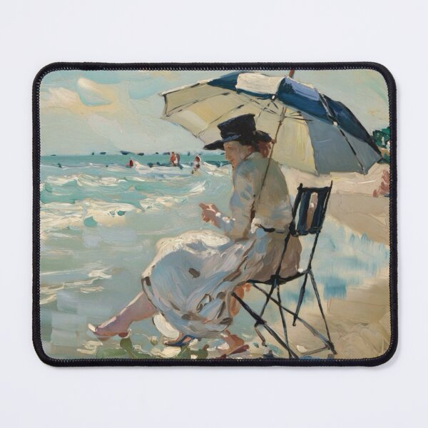 Item preview, Classic Impressionist Painting of a Woman Sitting by the Shore Under an Umbrella – Inspired by Edgar Degas designed and sold by CARRAANN.