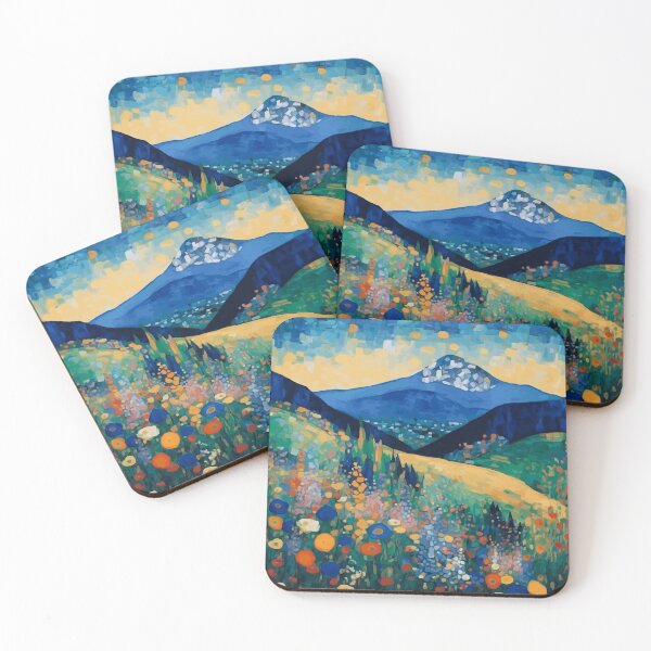Item preview, Abstract Mountain Landscape with Colorful Flowers designed and sold by Vicky Brago-Mitchell®.