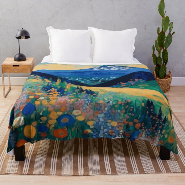 Item preview, Abstract Mountain Landscape with Colorful Flowers designed and sold by Vicky Brago-Mitchell®.