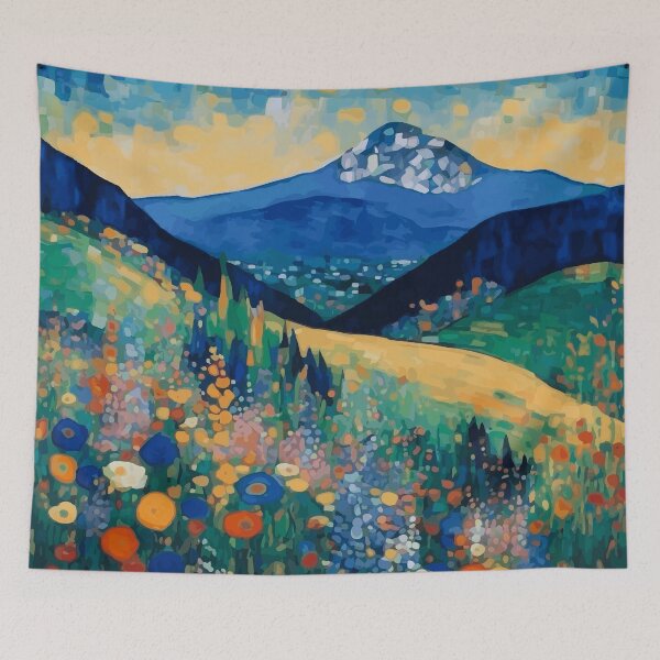 Item preview, Abstract Mountain Landscape with Colorful Flowers designed and sold by Vicky Brago-Mitchell®.