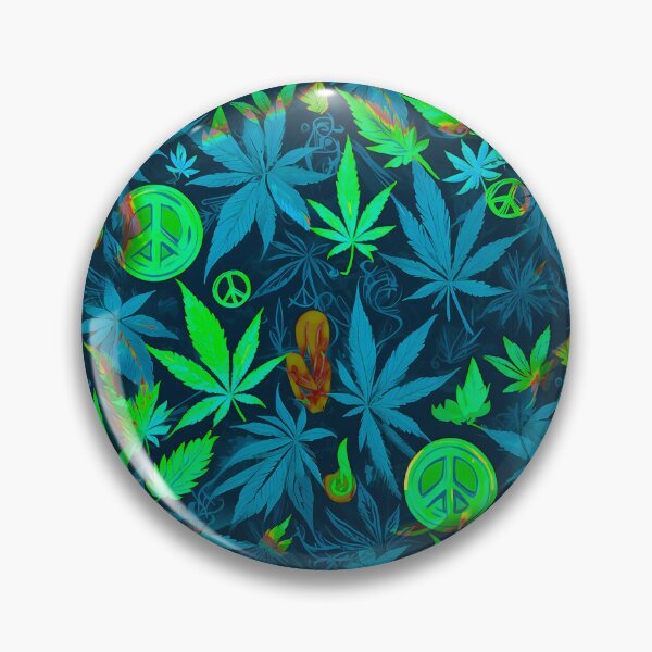 Item preview, Cannabis Peace Pattern Neon Blue Leaf Vibes designed and sold by MindWave THC.