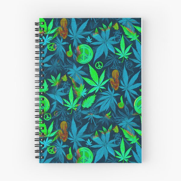 Item preview, Cannabis Peace Pattern Neon Blue Leaf Vibes designed and sold by MindWave THC.