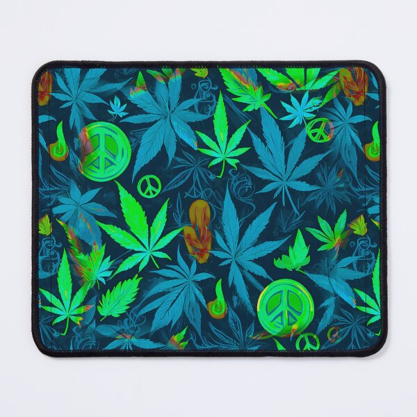 Item preview, Cannabis Peace Pattern Neon Blue Leaf Vibes designed and sold by MindWave THC.