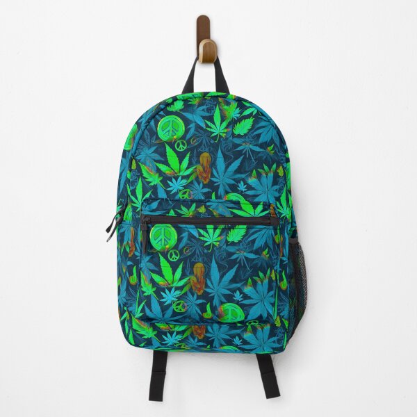 Item preview, Cannabis Peace Pattern Neon Blue Leaf Vibes designed and sold by MindWave THC.