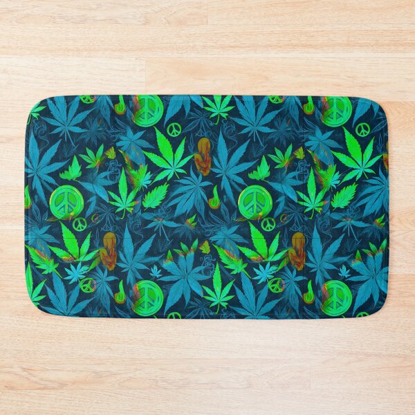 Item preview, Cannabis Peace Pattern Neon Blue Leaf Vibes designed and sold by MindWave THC.