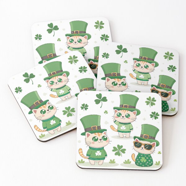 Item preview, A0714 Stylish Shamrock Cats – Cute Irish Cats Design for Apparel & Gifts designed and sold by angieart68.