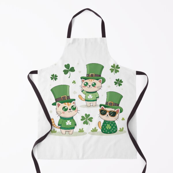 Item preview, A0714 Stylish Shamrock Cats – Cute Irish Cats Design for Apparel & Gifts designed and sold by angieart68.