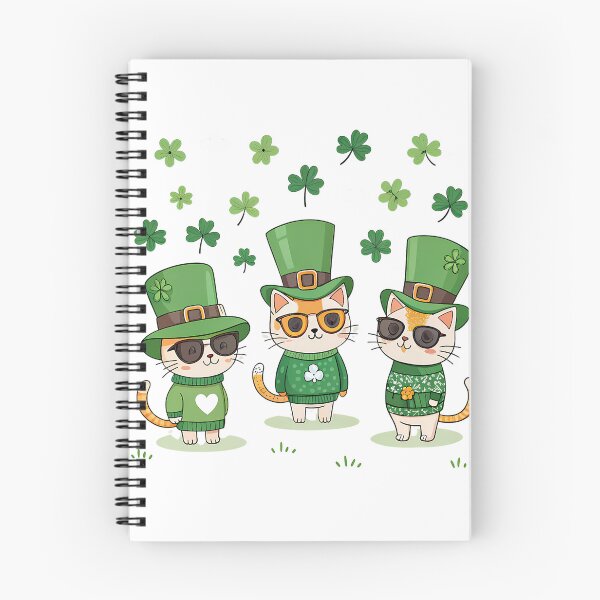 Item preview, A0714 Stylish Shamrock Cats – Cute Irish Cats Design for Apparel & Gifts designed and sold by angieart68.