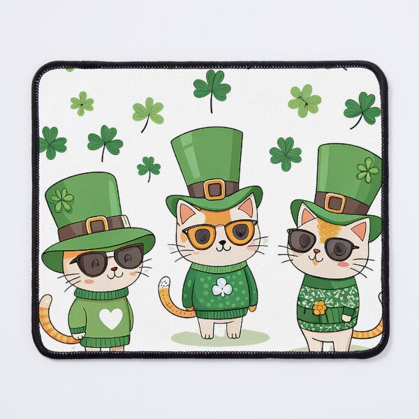 Item preview, A0714 Stylish Shamrock Cats – Cute Irish Cats Design for Apparel & Gifts designed and sold by angieart68.