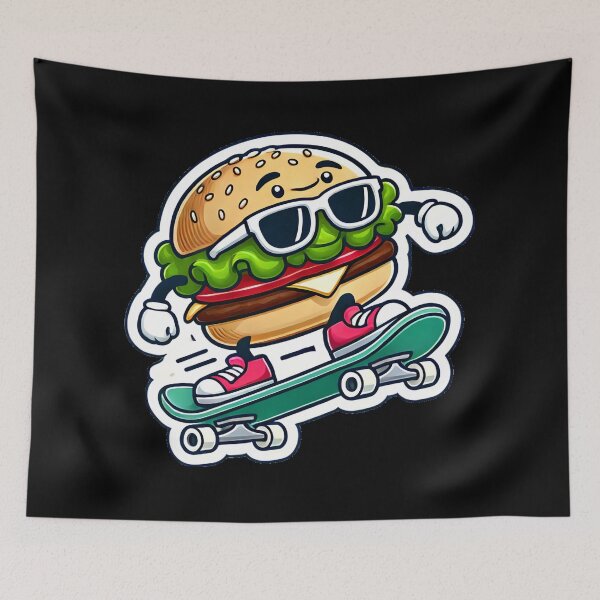 Item preview, Rollerskating Hamburger designed and sold by PinUpPizzazz.
