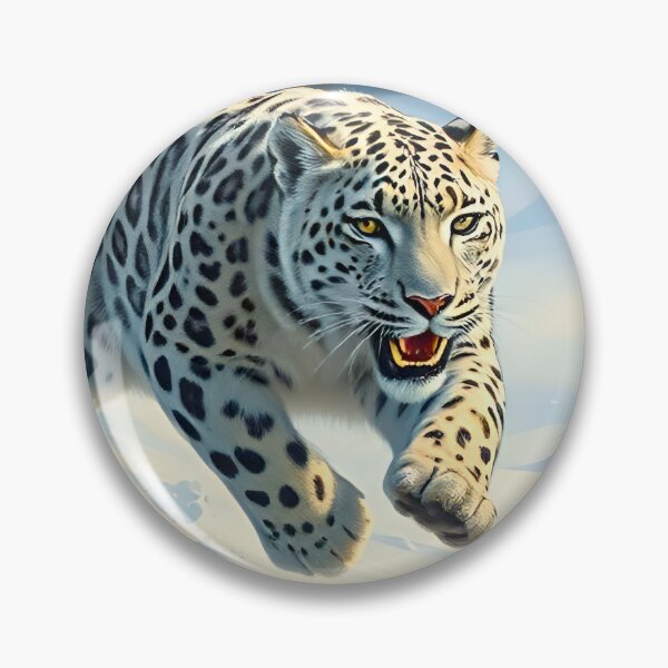 Item preview, Running Snow Leopard Oil Painting Style Wildlife Conservation designed and sold by kakarikihill.