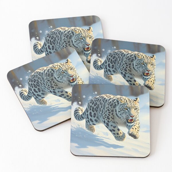 Item preview, Running Snow Leopard Oil Painting Style Wildlife Conservation designed and sold by kakarikihill.