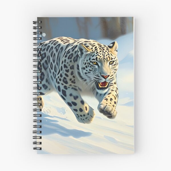 Item preview, Running Snow Leopard Oil Painting Style Wildlife Conservation designed and sold by kakarikihill.