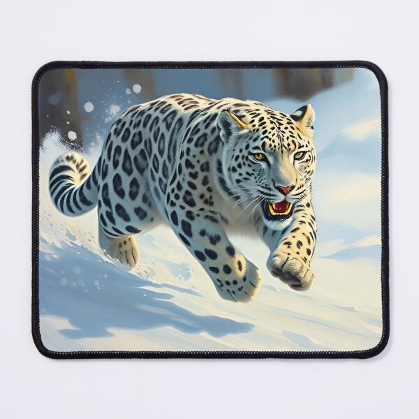 Item preview, Running Snow Leopard Oil Painting Style Wildlife Conservation designed and sold by kakarikihill.