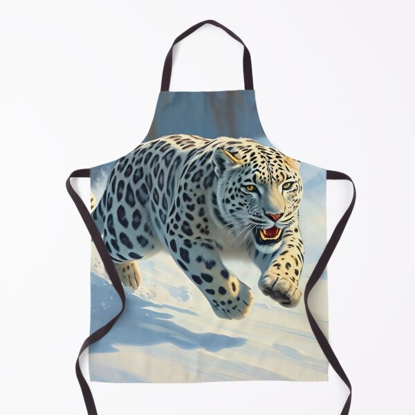 Item preview, Running Snow Leopard Oil Painting Style Wildlife Conservation designed and sold by kakarikihill.