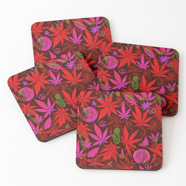 Item preview, Cannabis Peace Pattern Magenta Red Leaf Vibes designed and sold by MindWave THC.