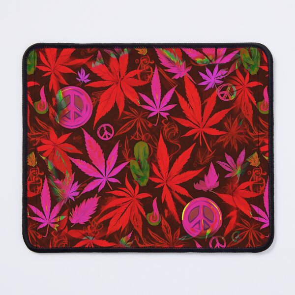 Item preview, Cannabis Peace Pattern Magenta Red Leaf Vibes designed and sold by MindWave THC.