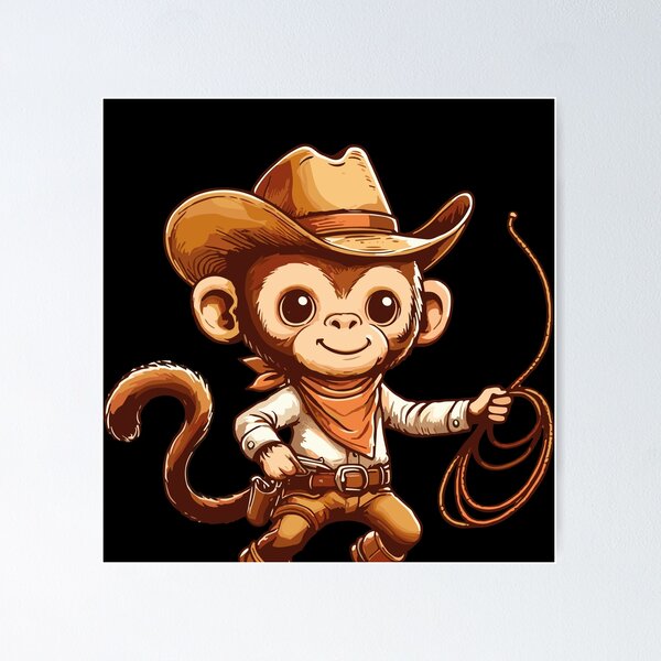 Item preview, Western Rodeo Cowboy Outfit Hat Monkey Texas Animals designed and sold by Artistoos.