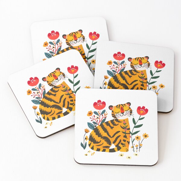 Item preview, Happy Tiger Holding flowers designed and sold by xiao xuans.