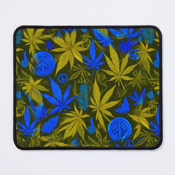 Item preview, Cannabis Peace Pattern Yellow Blue Leaf Vibes designed and sold by MindWave THC.