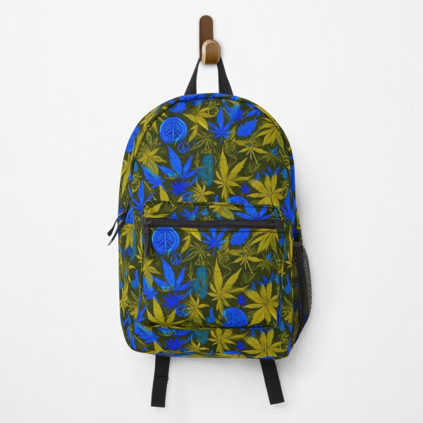 Item preview, Cannabis Peace Pattern Yellow Blue Leaf Vibes designed and sold by MindWave THC.