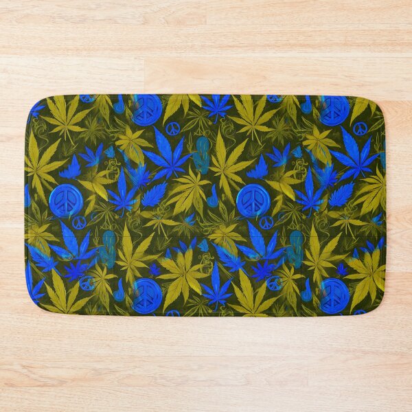 Item preview, Cannabis Peace Pattern Yellow Blue Leaf Vibes designed and sold by MindWave THC.