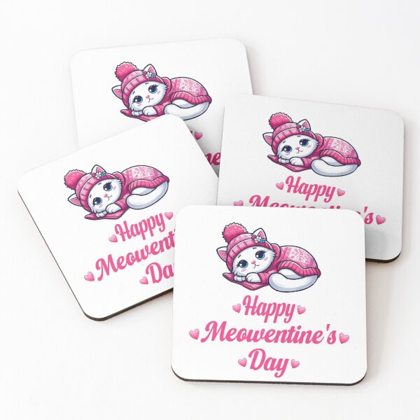 Item preview, Happy Meowentine's Day Funny White Cat Love Hearts Valentines Day Women  designed and sold by Creat-Des.