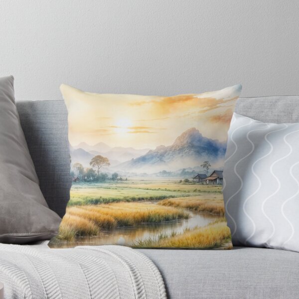 Artikelvorschau, Ländliche Landschaft in Thailand bei Sonnenaufgang entworfen und verkauft von Fauxie Dao Jia.