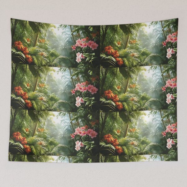 Item preview, Tropical Paradise: Lush Jungle with Vibrant Flowers designed and sold by Amr Siam.