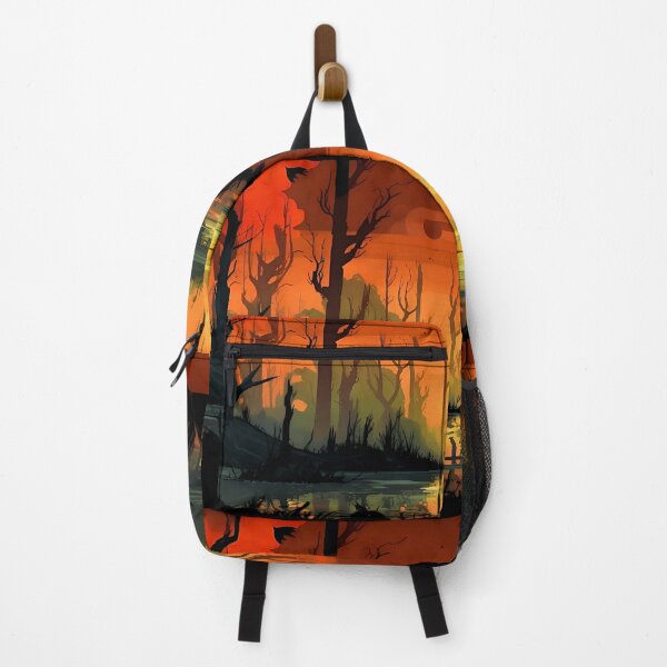 Item preview, Mystical Sunset Marshland with Dual Moons and Silhouetted Trees designed and sold by Amr Siam.