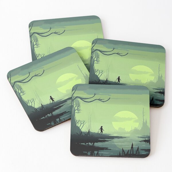 Item preview, Mystical Green Swamp with Silhouetted Explorer and Full Moon designed and sold by Amr Siam.