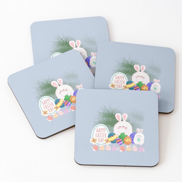 Item preview, Two cute bunnies surrounded by beautifully decorated Easter eggs in a grassy setting. designed and sold by Wantanadesign.