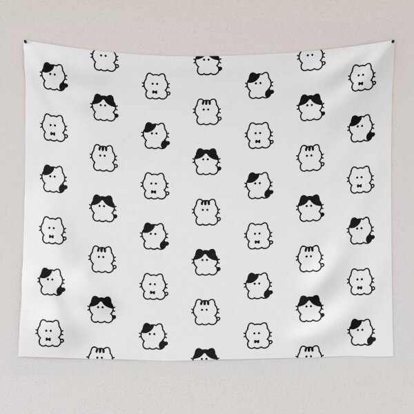 Item preview, Whisker Cats Pattern / Black designed and sold by Yuru Pals.
