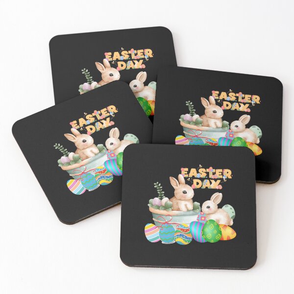Item preview,  Two adorable bunnies surrounded by colorful, decorated Easter eggs. designed and sold by Wantanadesign.