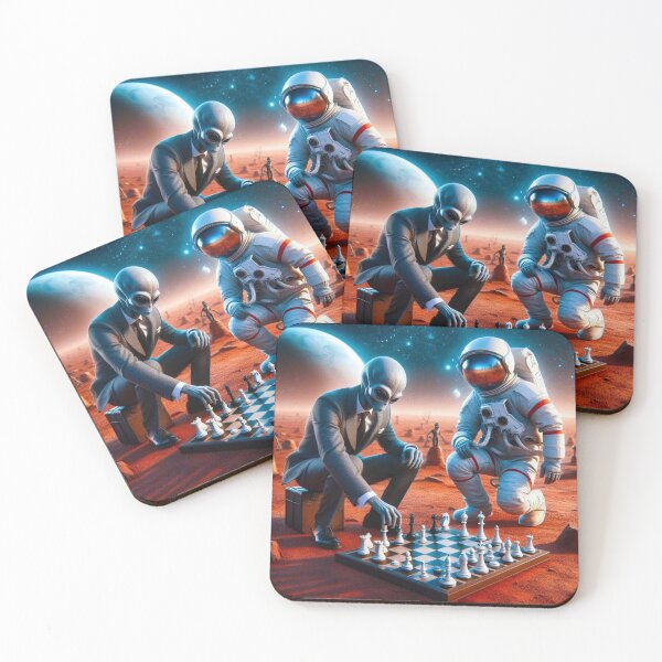 Item preview, Alien and Astranaut Playing Chess on Mars designed and sold by Dogandesighn.