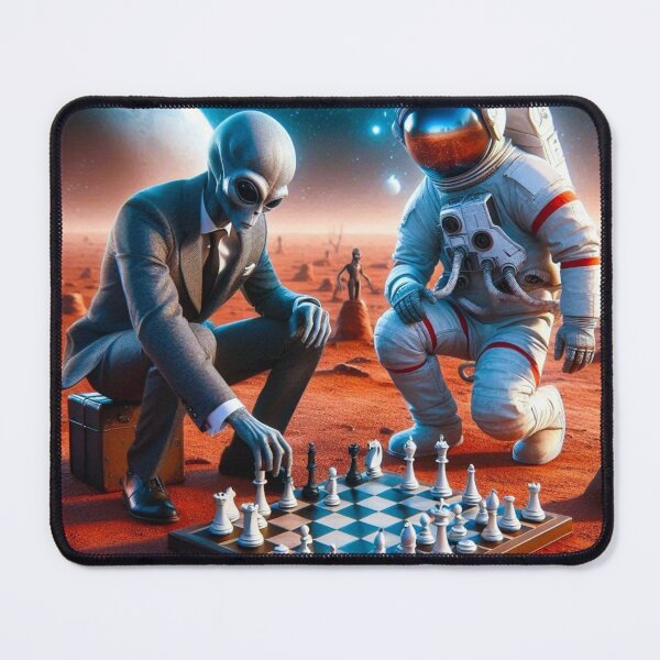 Item preview, Alien and Astranaut Playing Chess on Mars designed and sold by Dogandesighn.