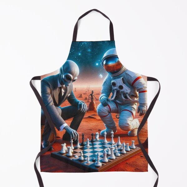 Item preview, Alien and Astranaut Playing Chess on Mars designed and sold by Dogandesighn.