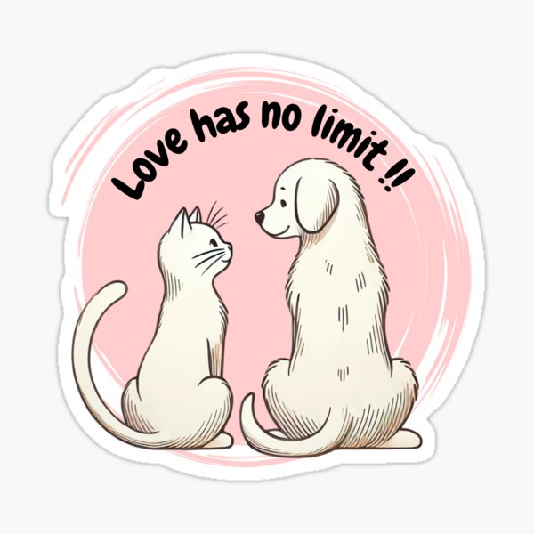 Aperçu de l'œuvre Chat et Chien Amoureux – Illustration Minimaliste de Saint-Valentin créée et vendue par zion_prod.