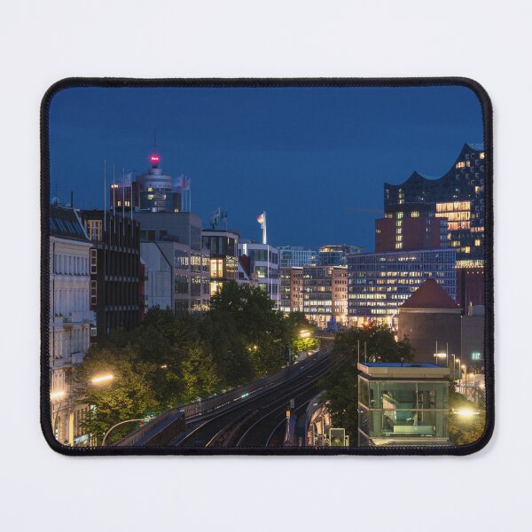 Item preview, Night view of St Pauli Station and the city centre of Hamburg designed and sold by WorldScenery.