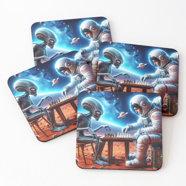 Item preview, Alien and Astranaut Chess Match on the planet Mars designed and sold by Dogandesighn.