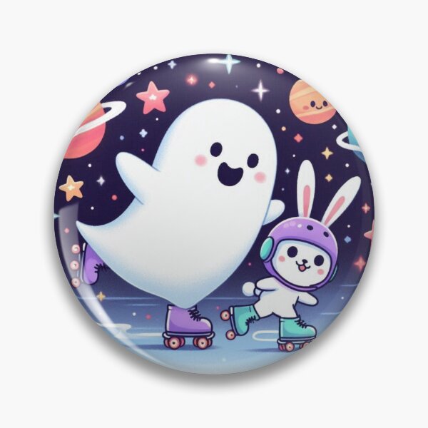 Item preview, Ghost and rabbit skating in space designed and sold by Dogandesighn.