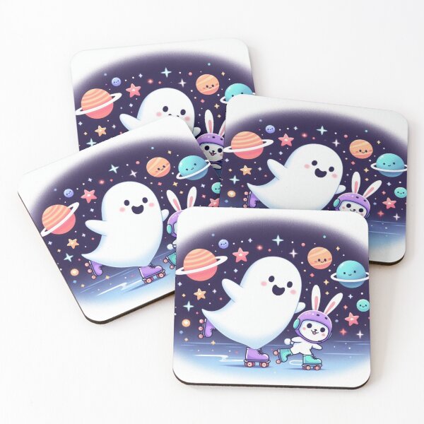 Item preview, Ghost and rabbit skating in space designed and sold by Dogandesighn.